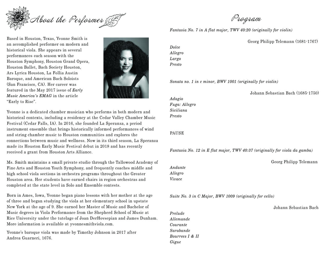 Yvonne Smith | Program Flyer (Inside)