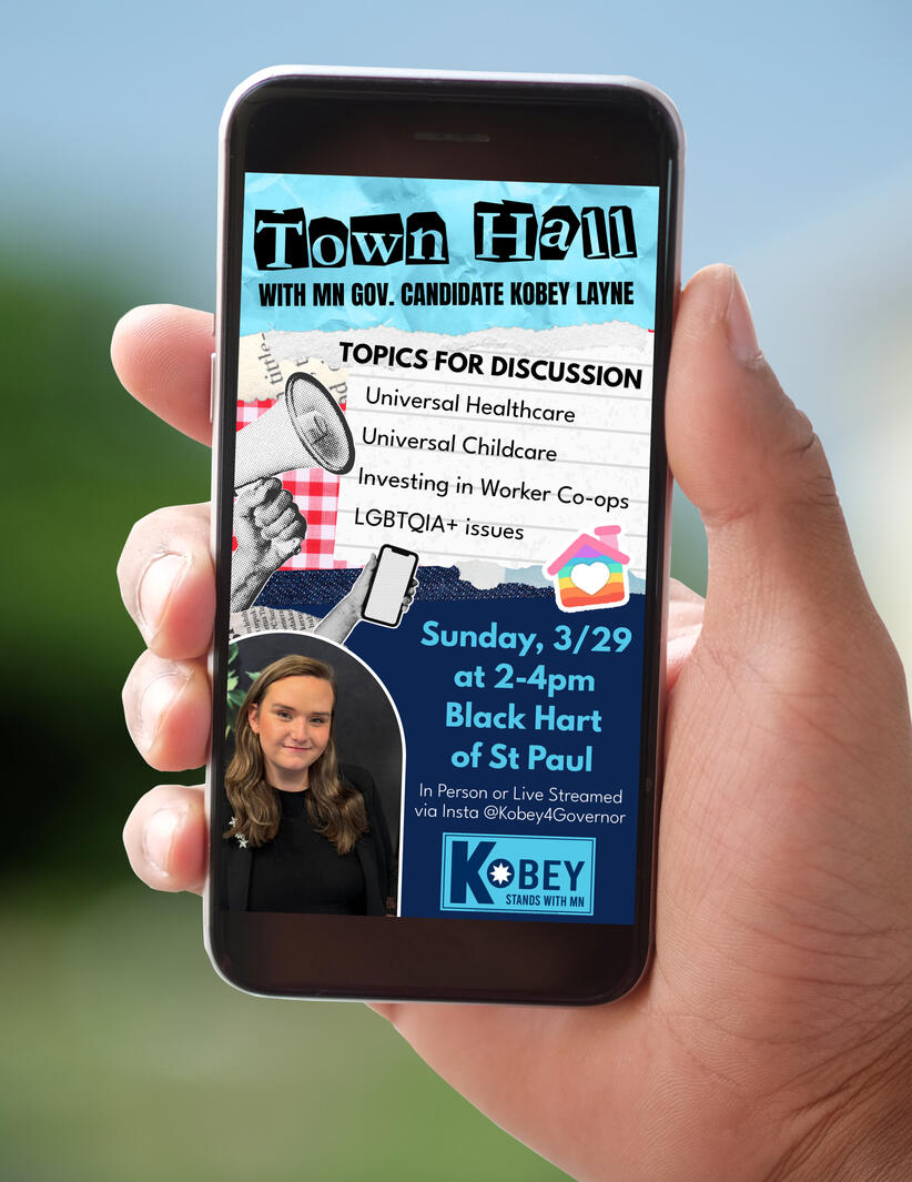 Town Hall social media ad for Kobey Layne